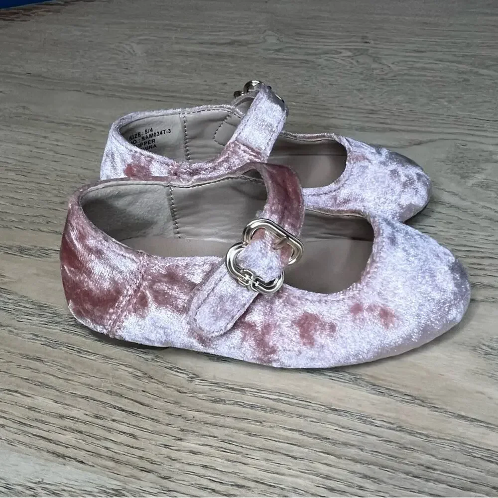 SAM EDELMAN Baby Maeve Michaela Mary Jane Flats Blush Pink Velvet Size 5